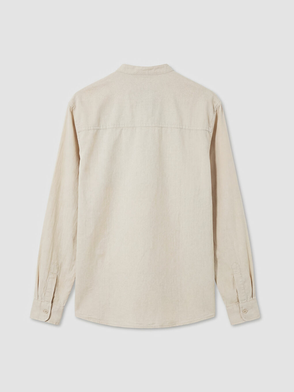 Bej Regular Fit Keten Görünümlü Erkek Gömlek	-1