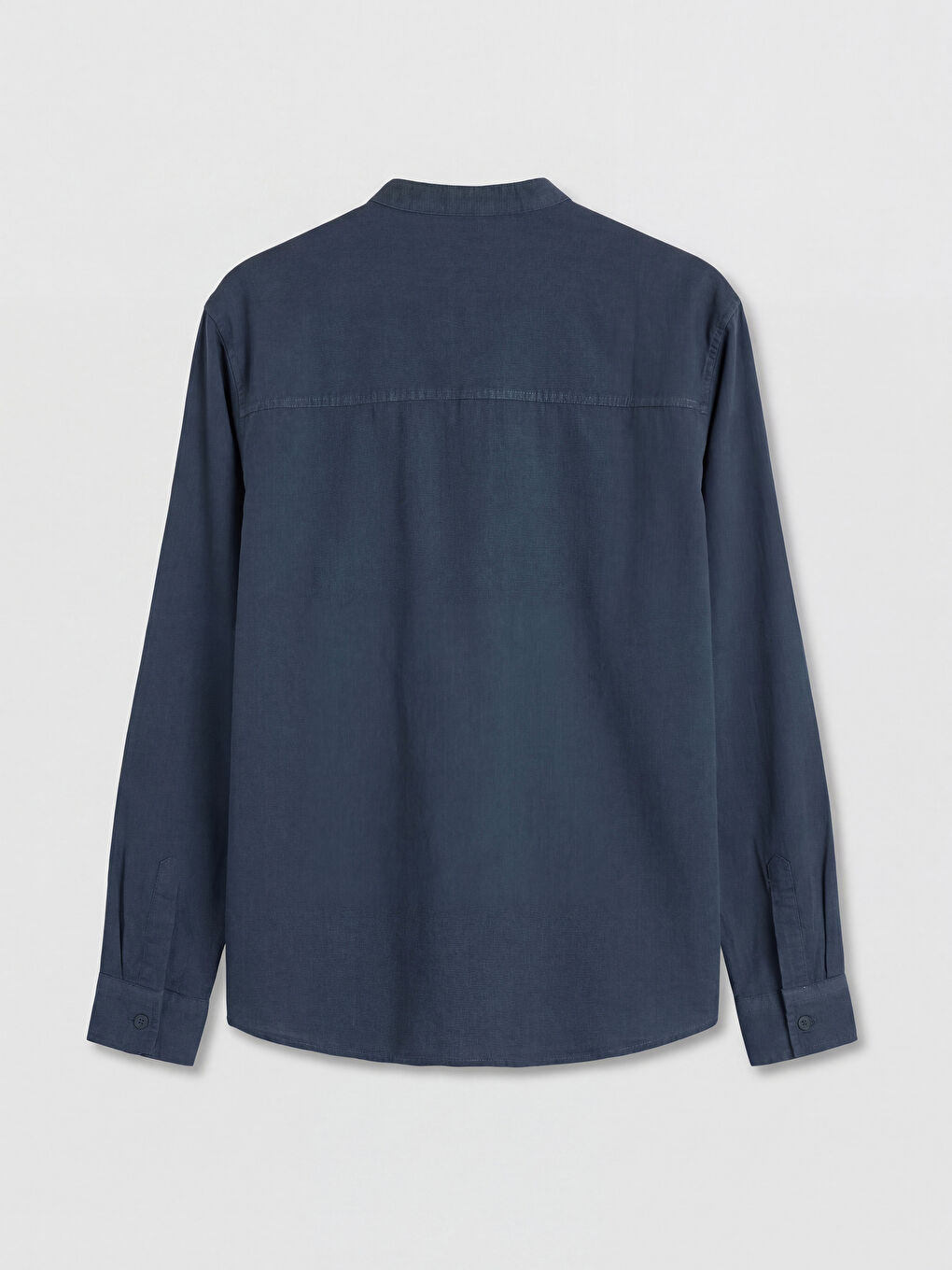 Lacivert Regular Fit Keten Görünümlü Erkek Gömlek	-1