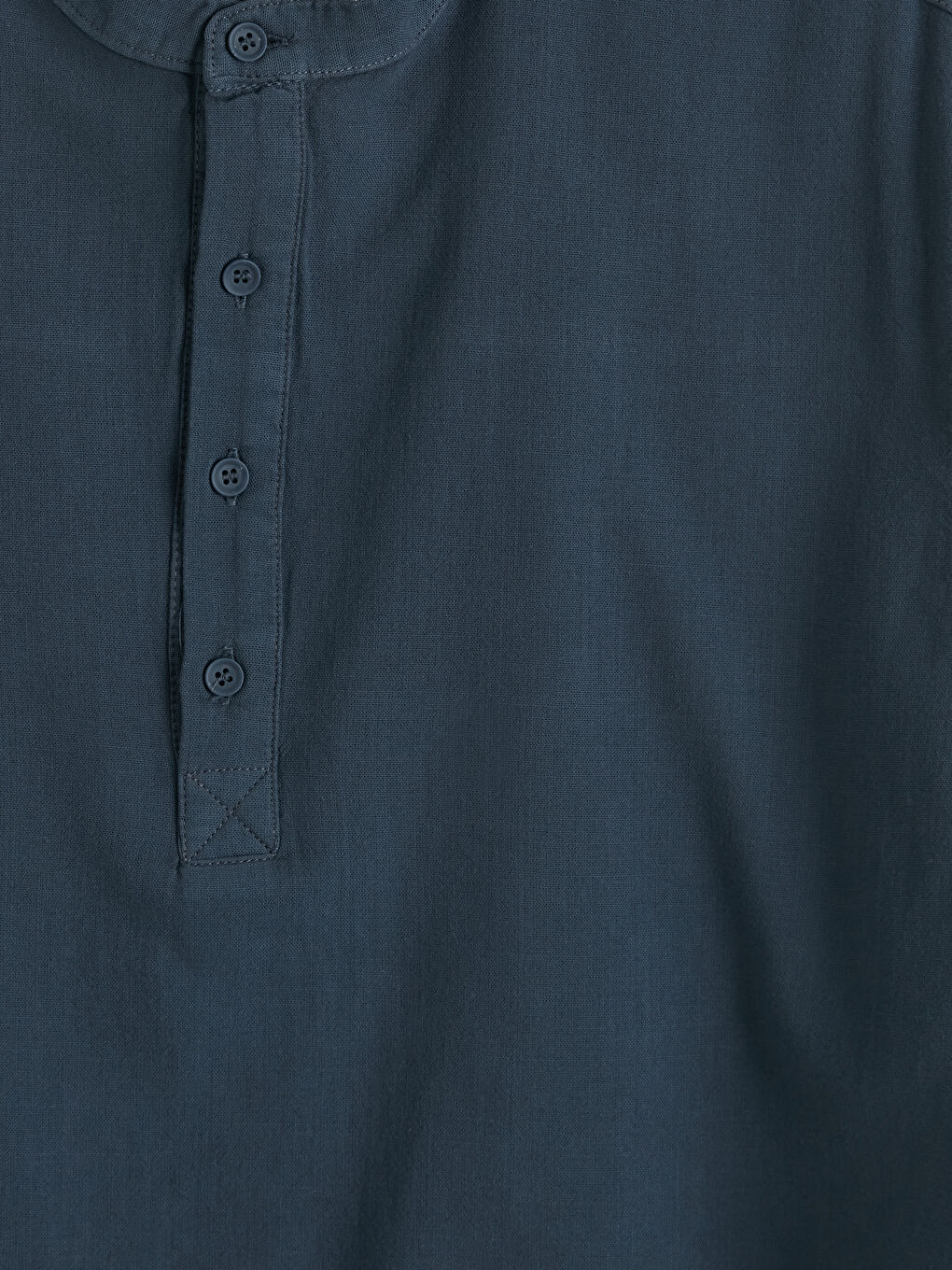 Lacivert Regular Fit Keten Görünümlü Erkek Gömlek	-2