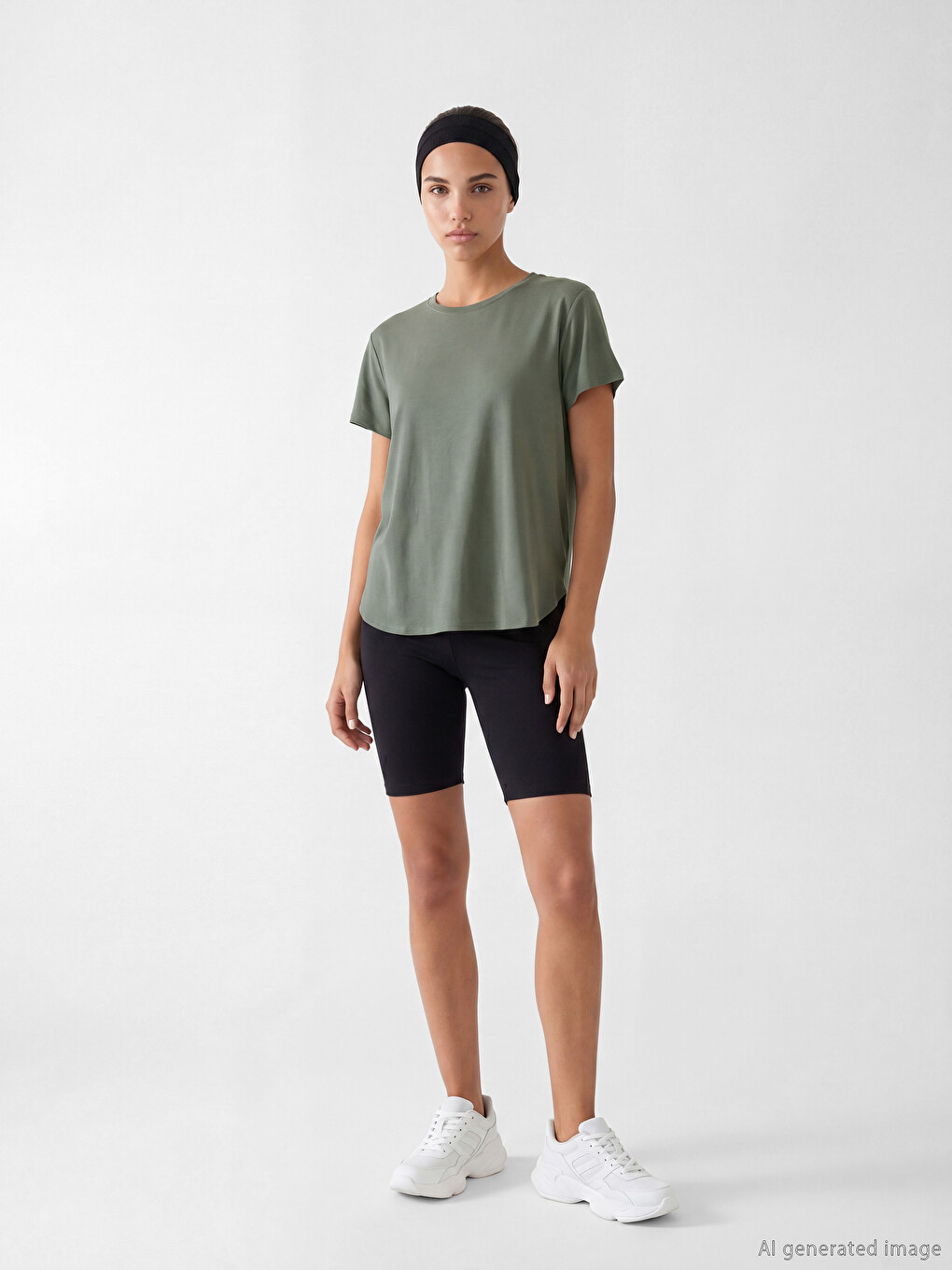 Woman Khaki Sports T-Shirt-1