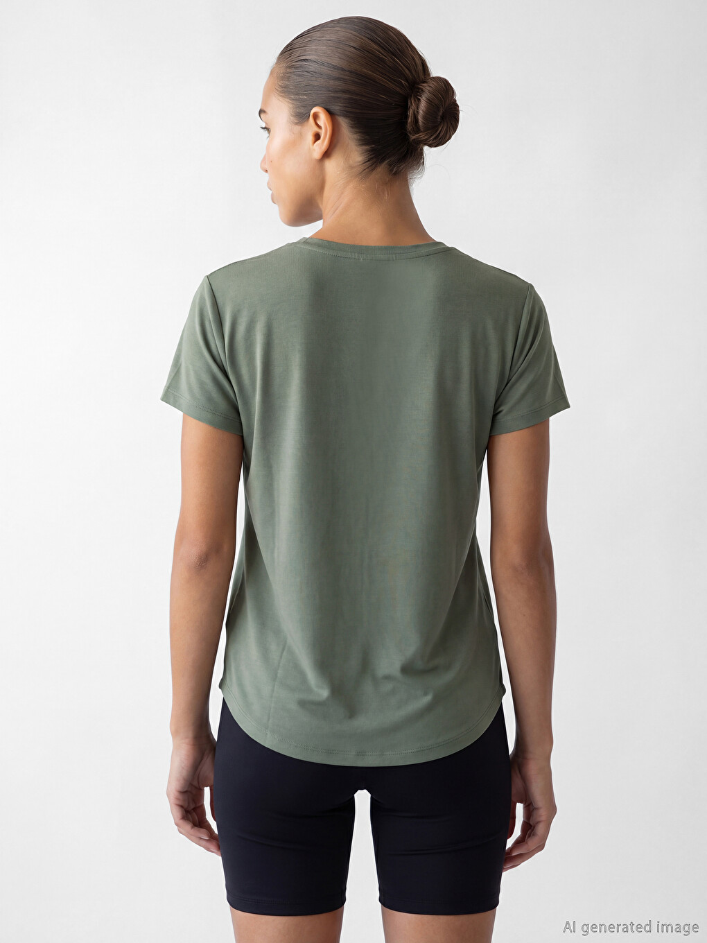 Woman Khaki Sports T-Shirt-3