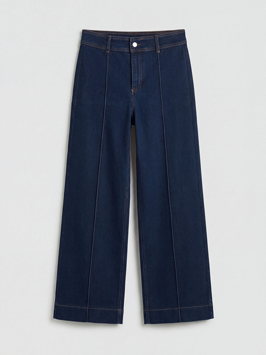 İndigo Yüksek Bel Wideleg Kadın Jean Pantolon-5