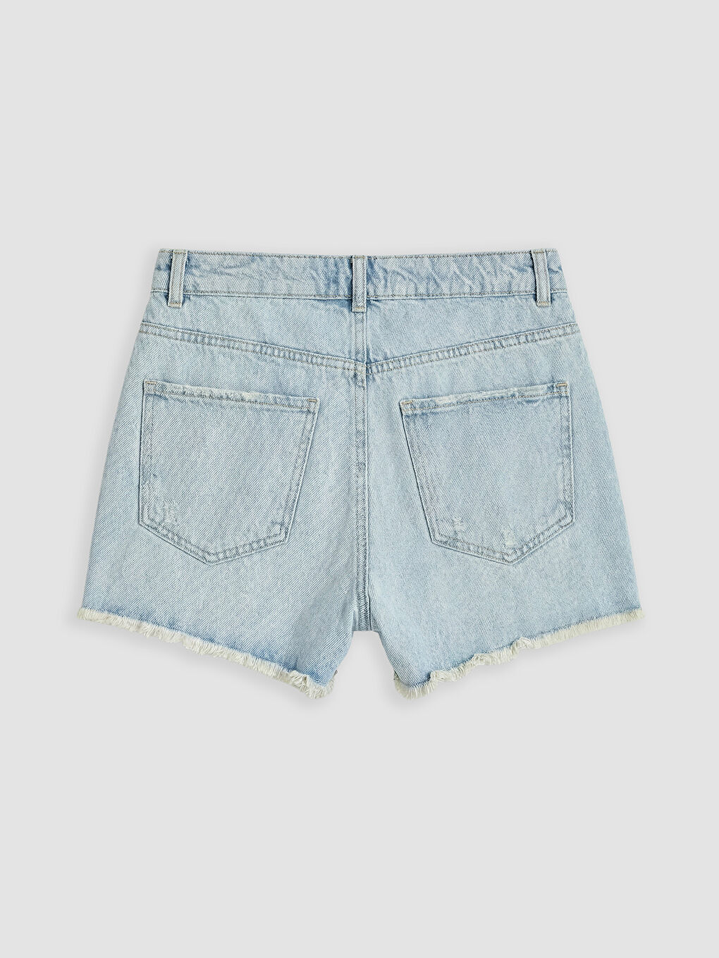 İndigo Yırtık Detaylı Kadın Jean Şort-5