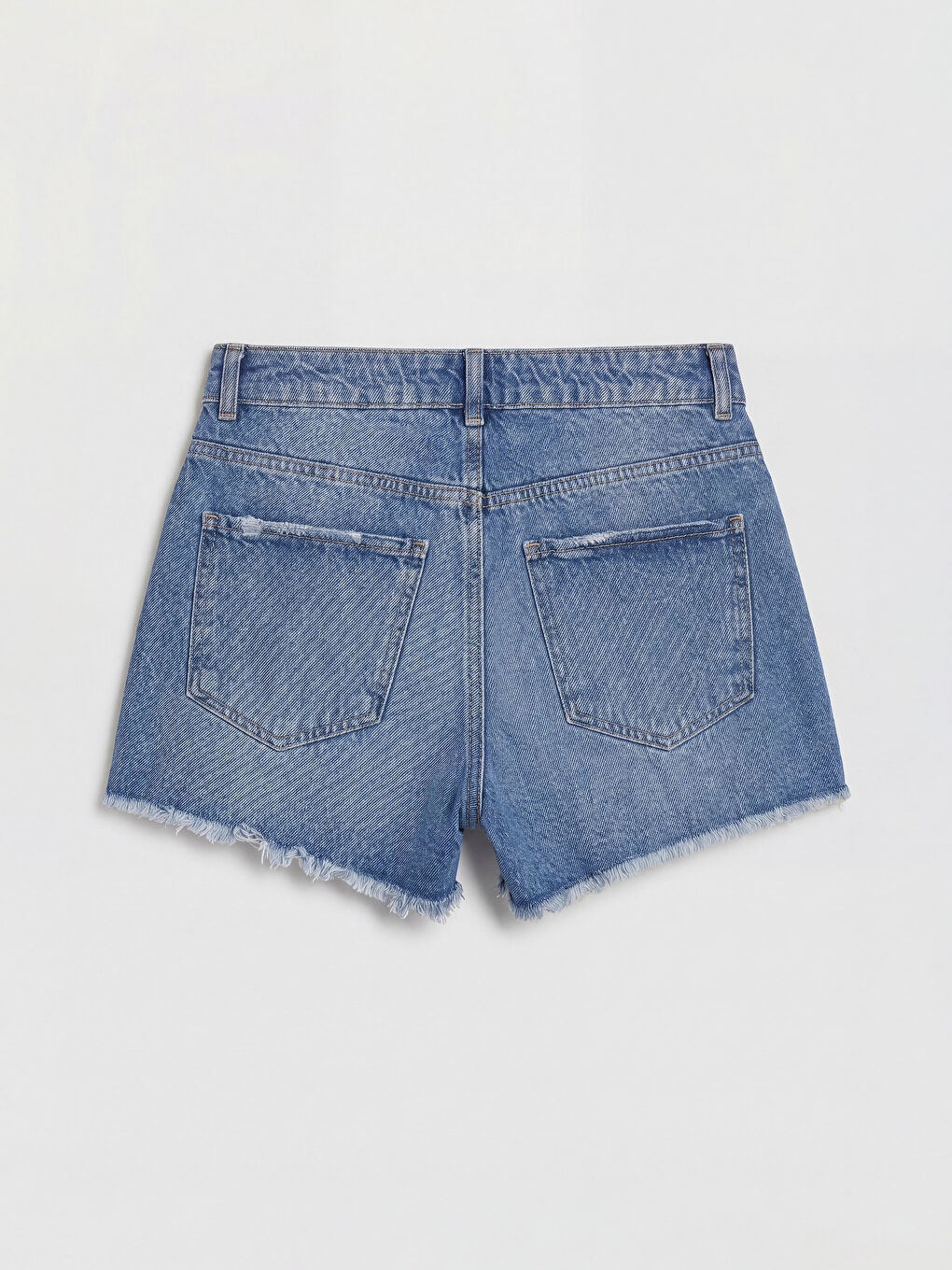 İndigo Yırtık Detaylı Kadın Jean Şort-1