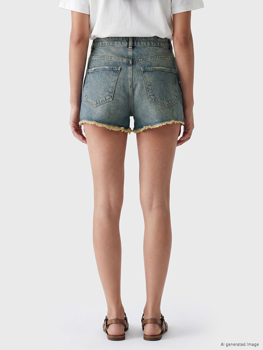 Ripped Detail Women's Jean Shorts-3