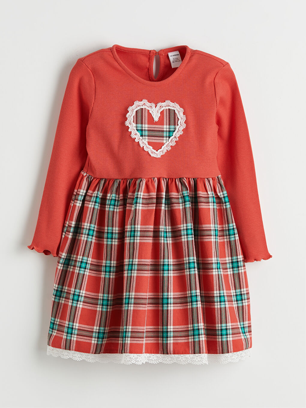 Kırmızı Ekose Kız Çocuk Elbise
