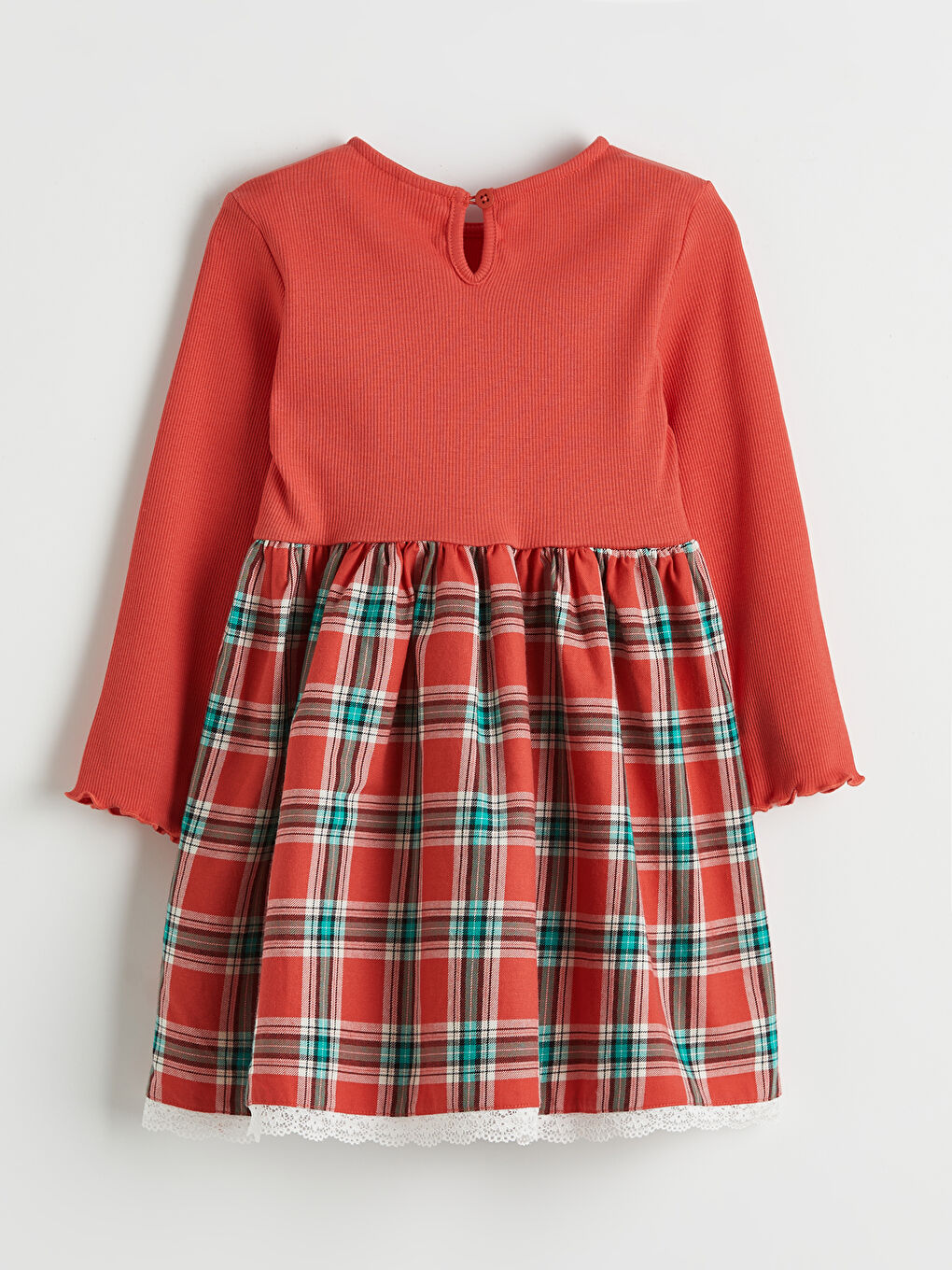 Kırmızı Ekose Kız Çocuk Elbise-1