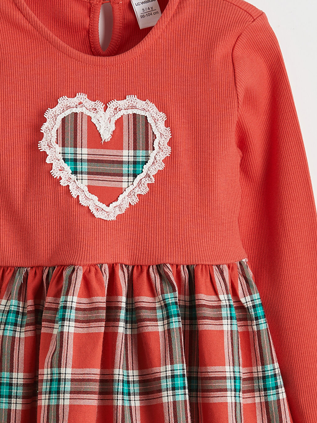 Kırmızı Ekose Kız Çocuk Elbise-2
