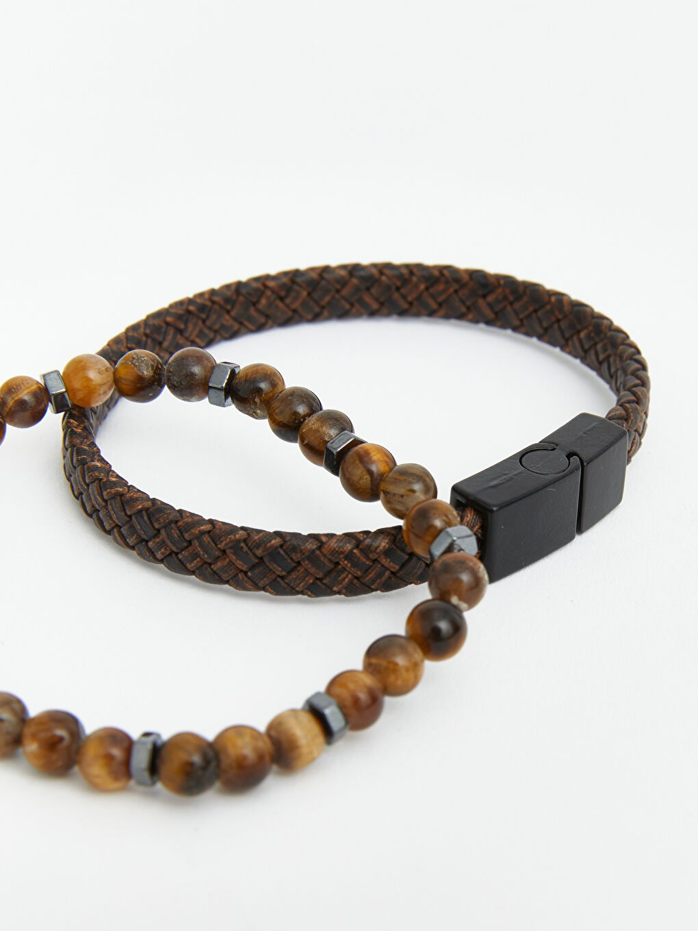 Kahverengi Örgü Dokulu Erkek Bileklik 2'li-2