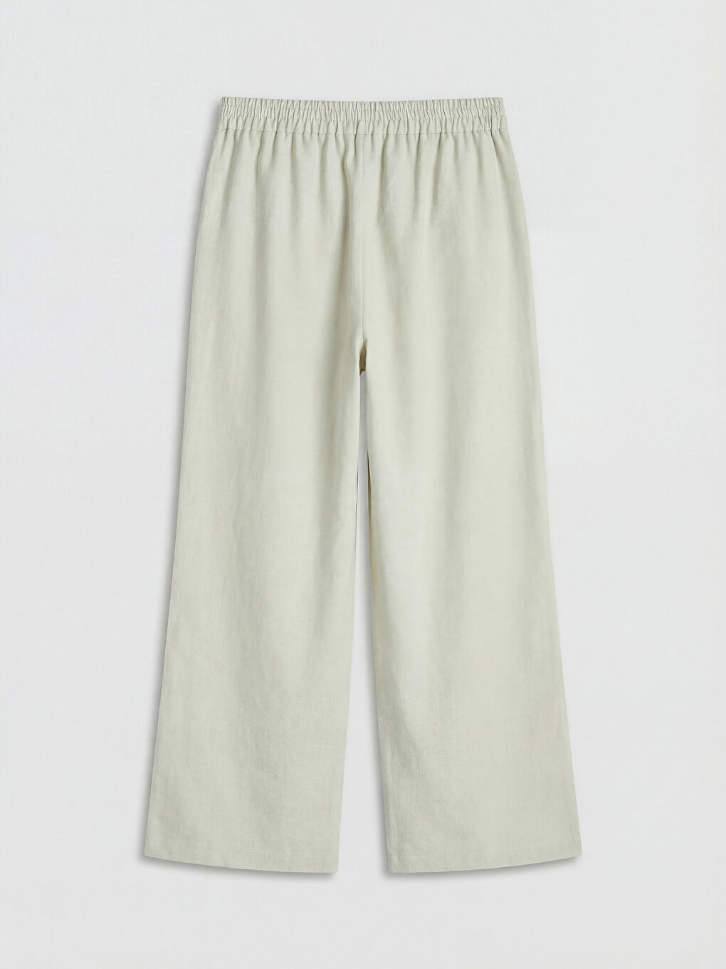 Bej Beli Lastikli Geniş Paça Kadın Pantolon-1