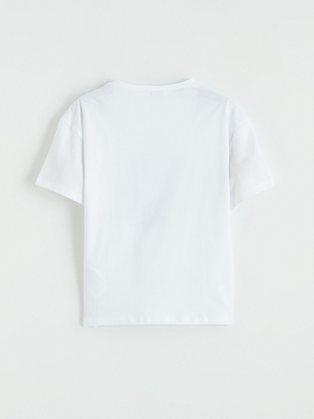 Beyaz Bisiklet Yaka Baskılı Kız Çocuk Tişört-2