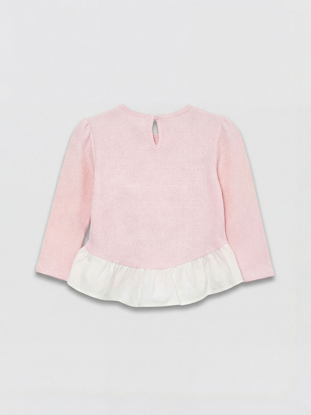 Pembe Fiyonk Detaylı Kız Çocuk Tişört-1