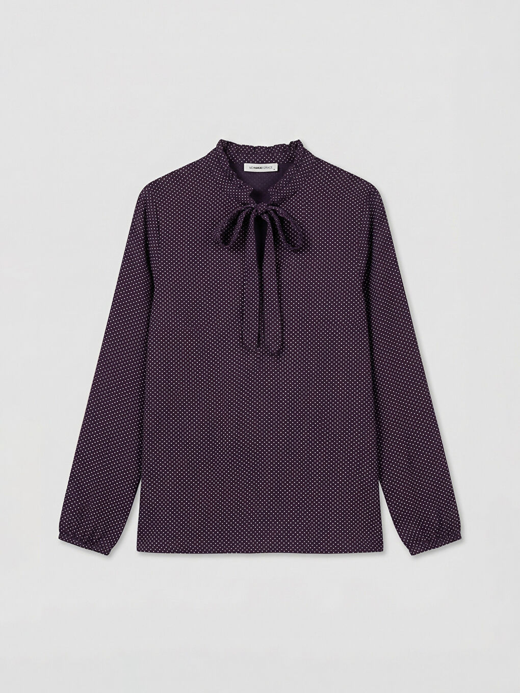 Polka Dot Blouse with Tie Neck Detail-4