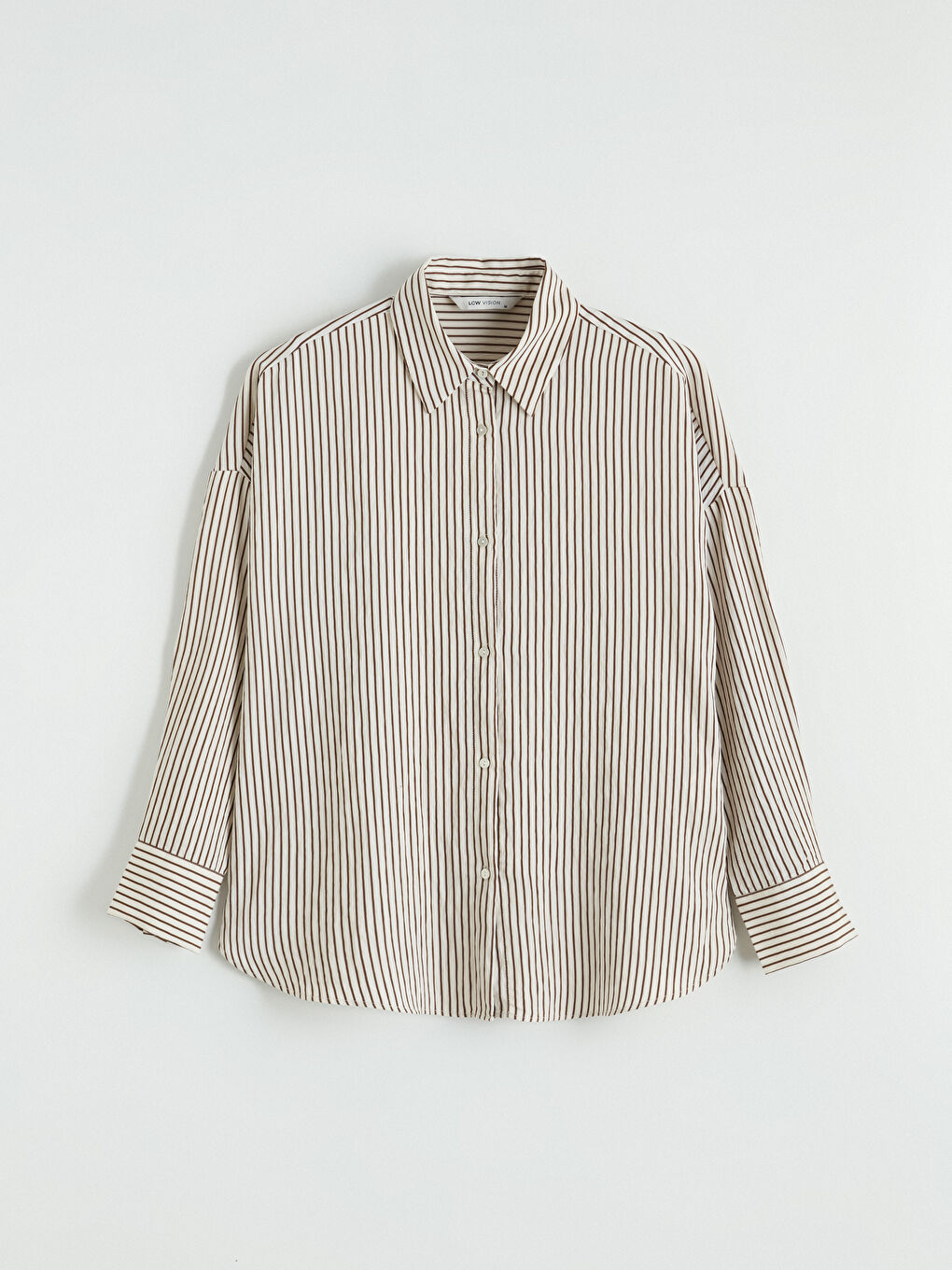 Kahverengi Çizgili Oversize Kadın Gömlek