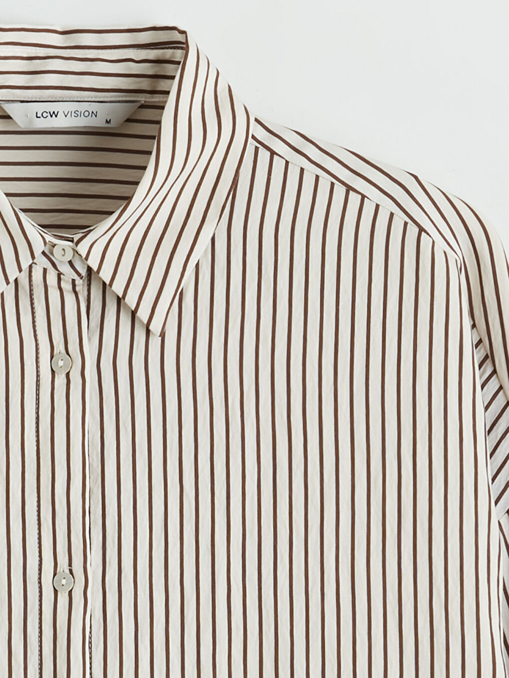 Kahverengi Çizgili Oversize Kadın Gömlek-1