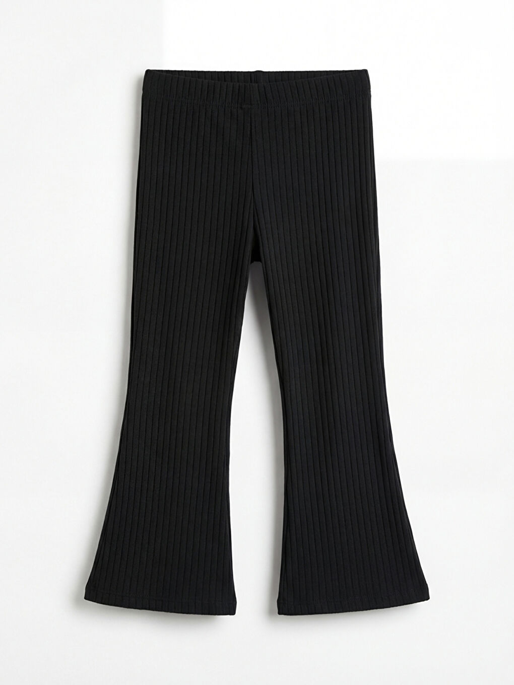 Siyah Beli Lastikli İspanyol Paça Kız Çocuk Fitilli Tayt	