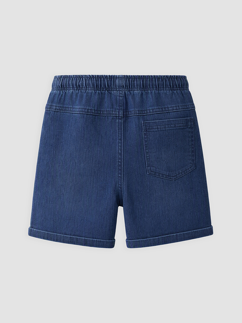Short En Jean Garçon À Taille Élastiquée-1