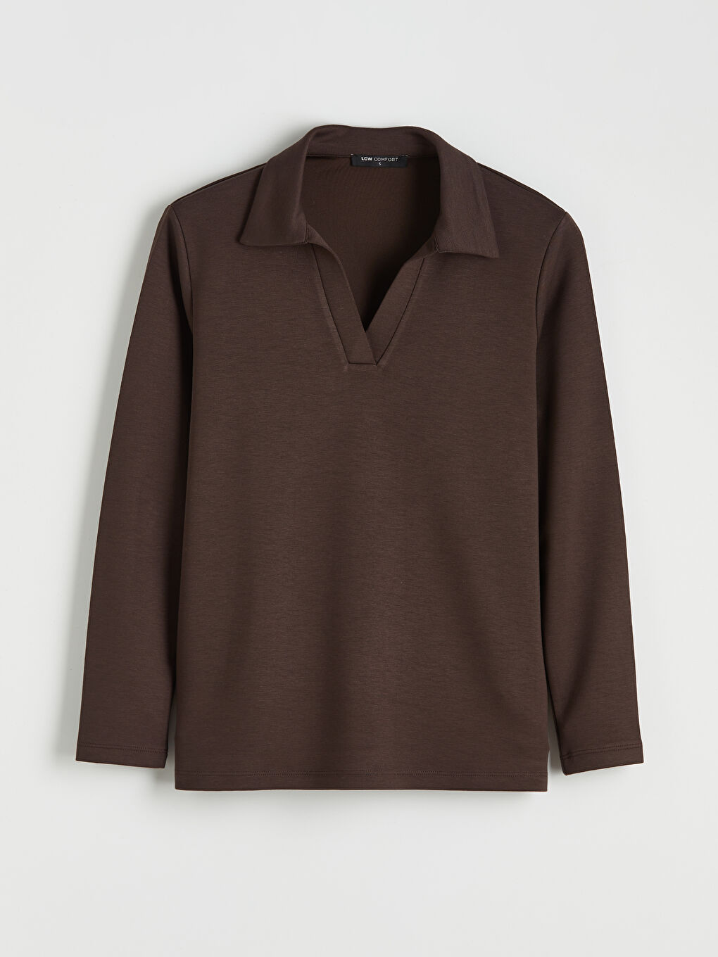 Kahverengi Polo Yaka Kadın Sweatshirt