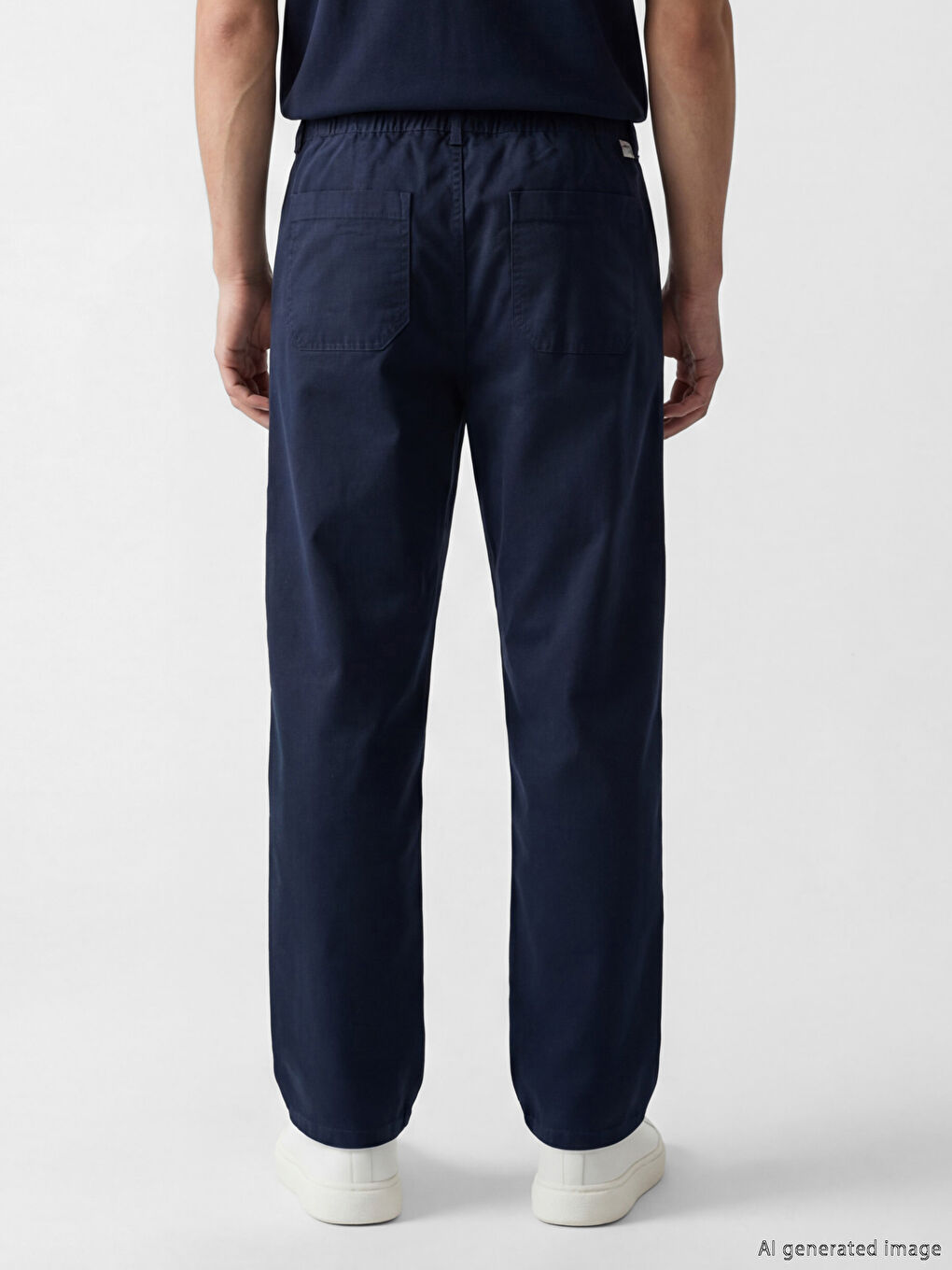 Lacivert Standart Kalıp Gabardin Pileli Erkek Pantolon-2