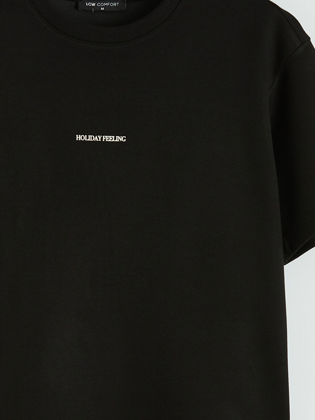 Siyah Bisiklet Yaka Baskılı Kadın Tişört-1