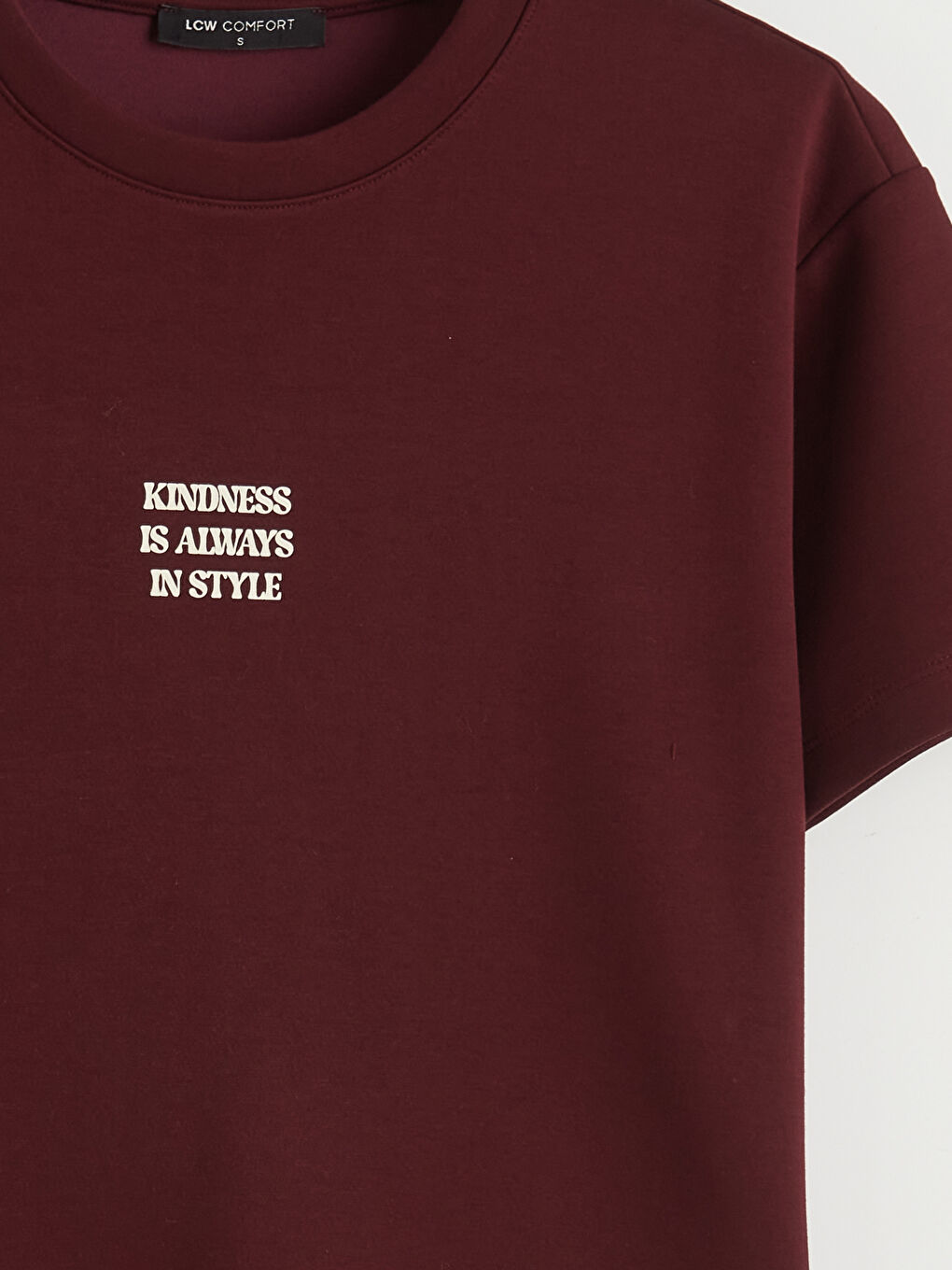 Mürdüm Bisiklet Yaka Baskılı Kadın Tişört-1