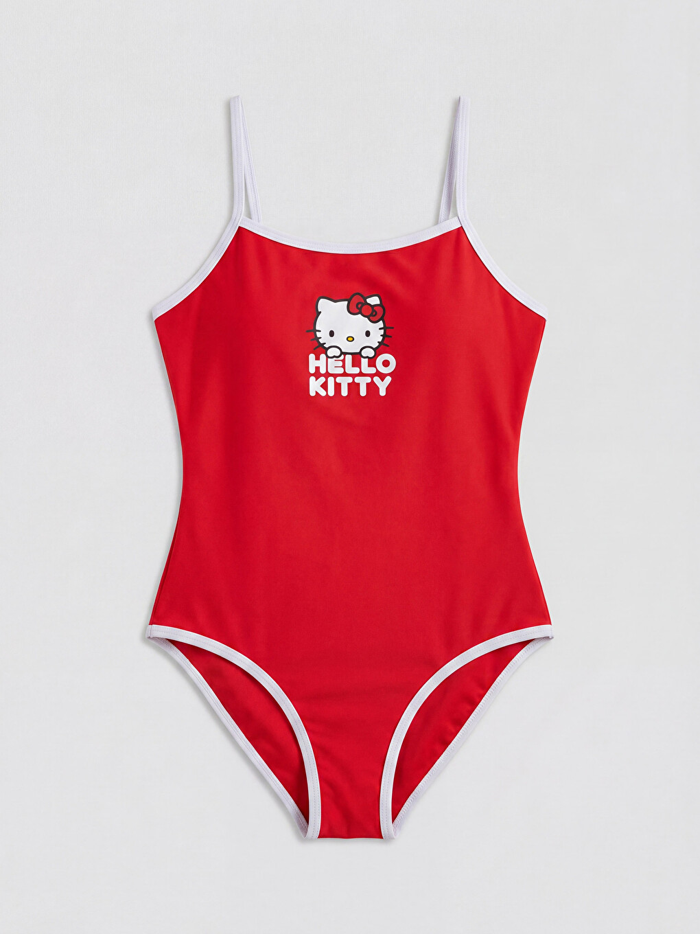 Kırmızı Hello Kitty Baskılı Kız Çocuk Mayo
