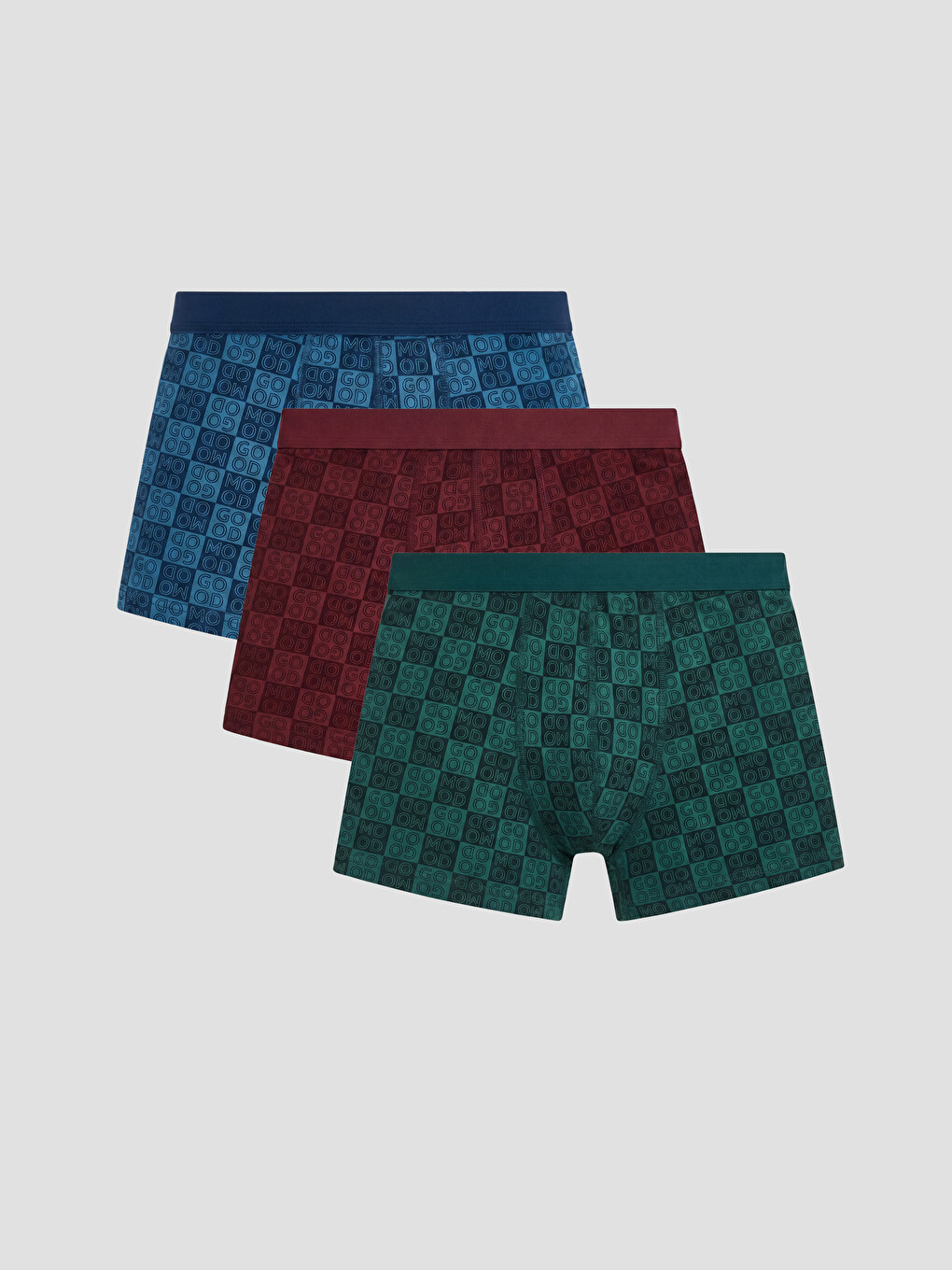 Mavi Pamuklu Esnek Erkek Boxer 3'lü