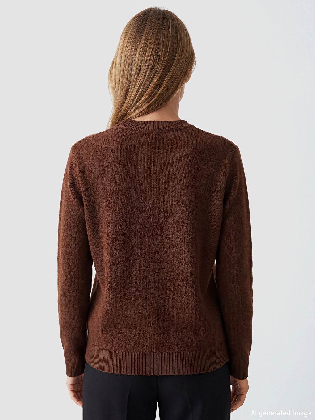 Жакардова плетена жилетка с кръгло деколте.-3