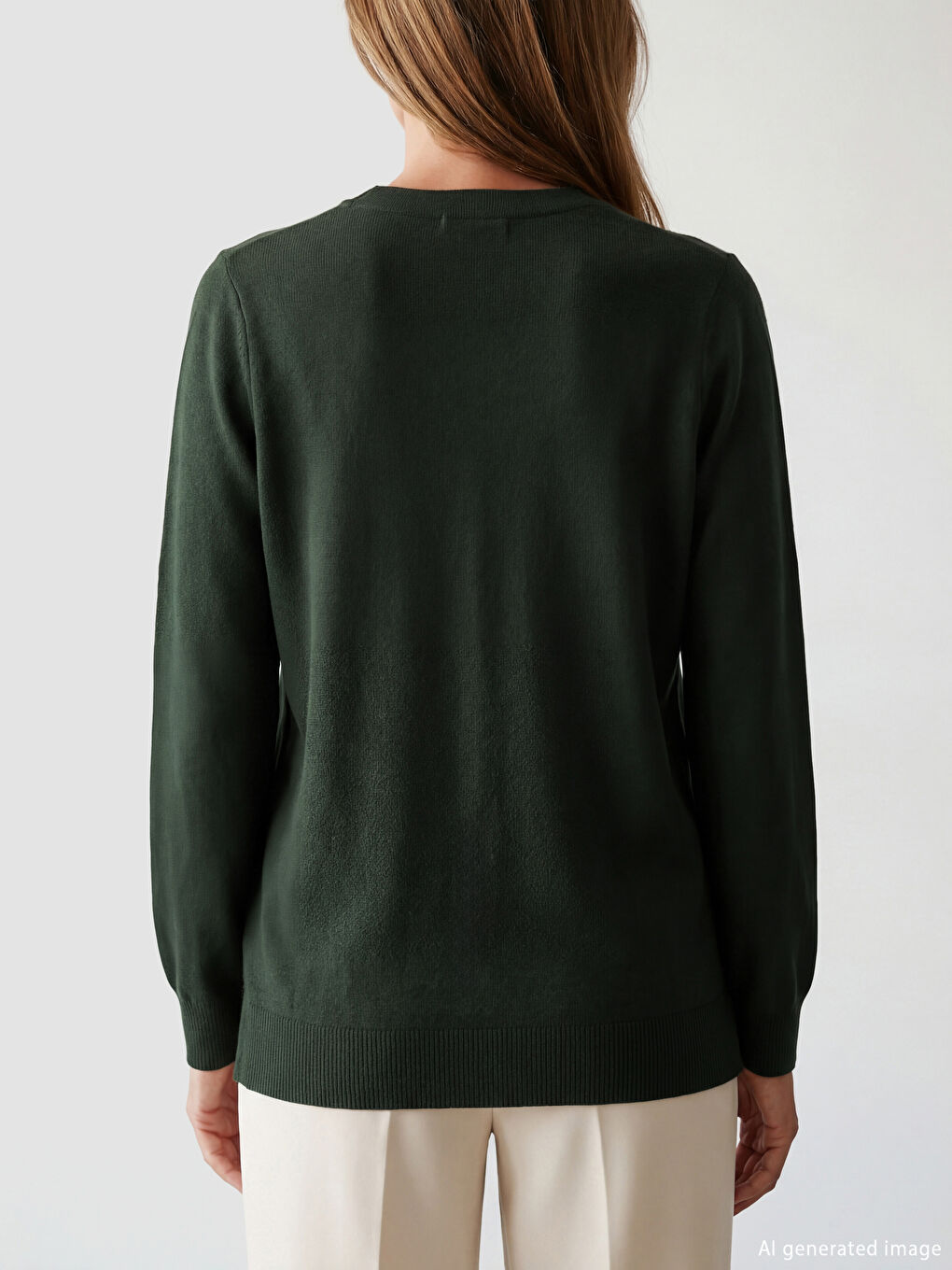 Haki Bisiklet Yaka Kendinden Desenli Kadın Triko Hırka-3