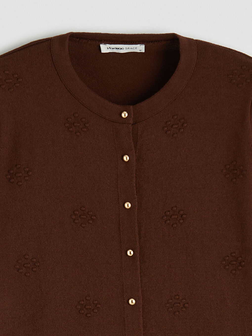 Жакардова плетена жилетка с кръгло деколте.-6