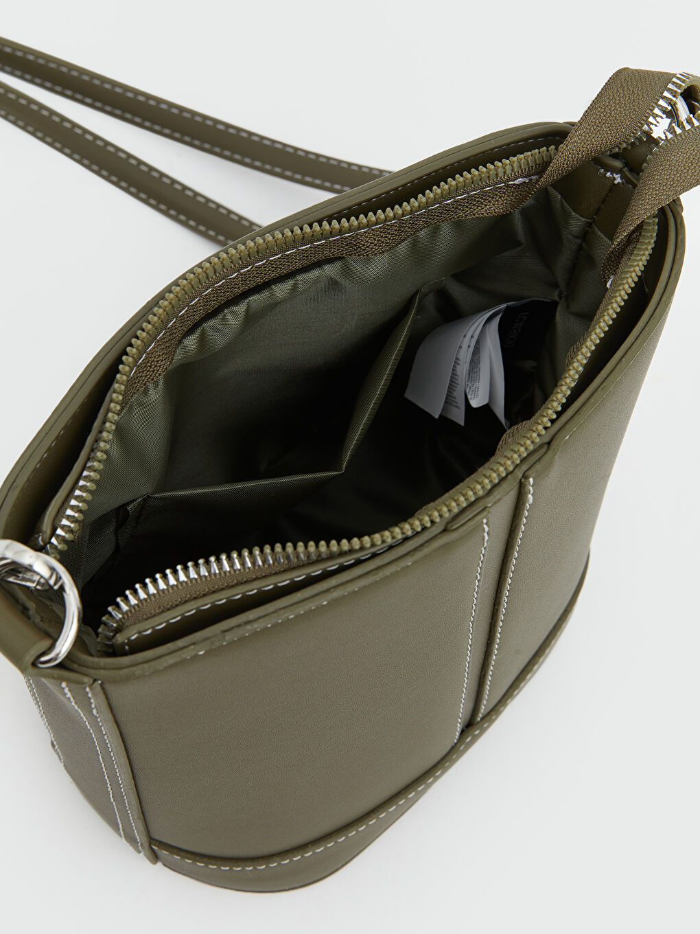 Haki Deri Görünümlü Kadın Omuz Çantası-2