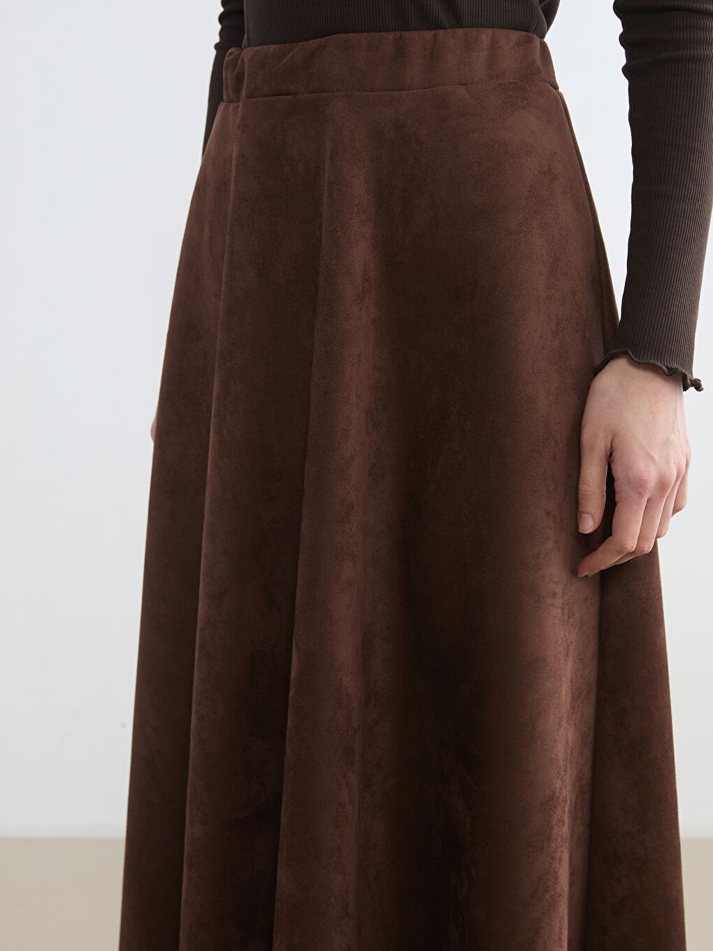 Suede-look skirt with elasticated waistband-2