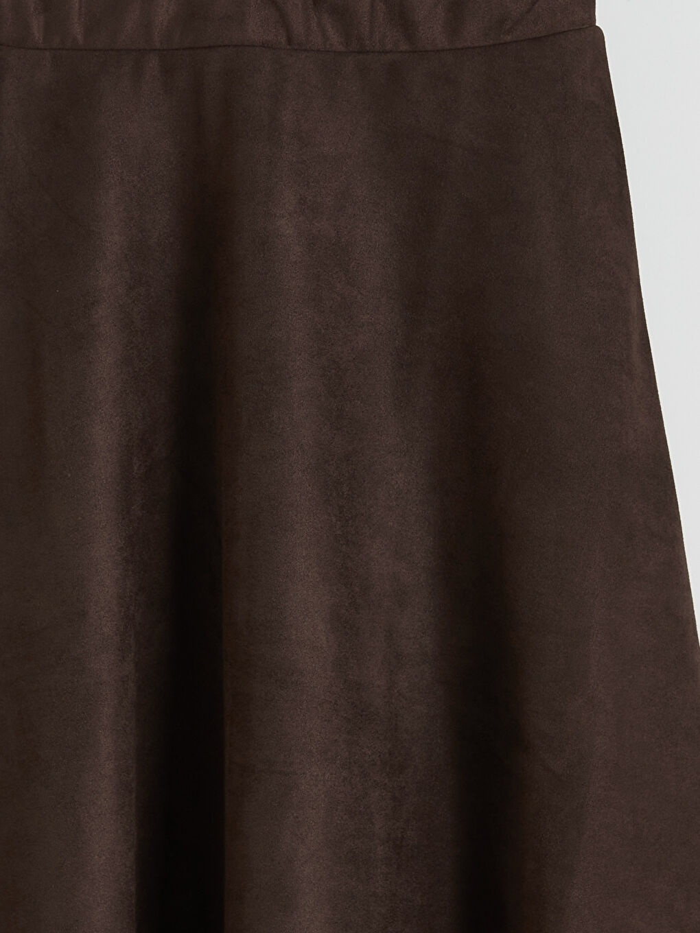 Kahverengi Beli Lastikli Süet Görünümlü Etek-5