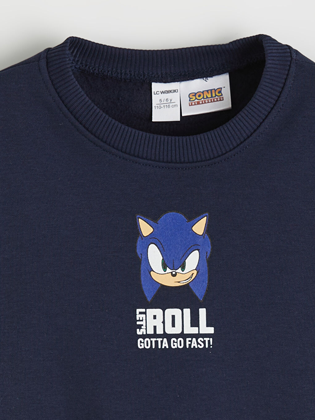 Lacivert Sonic Baskılı Erkek Çocuk Kalın Sweatshirt-3