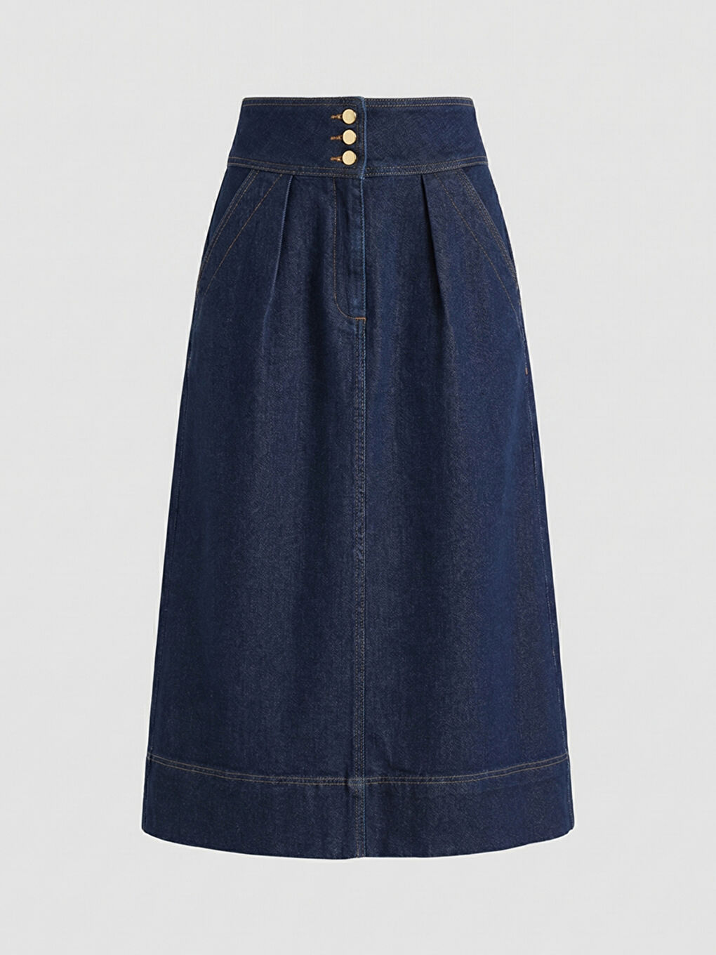 Lacivert Yüksek Bel Jean Etek
