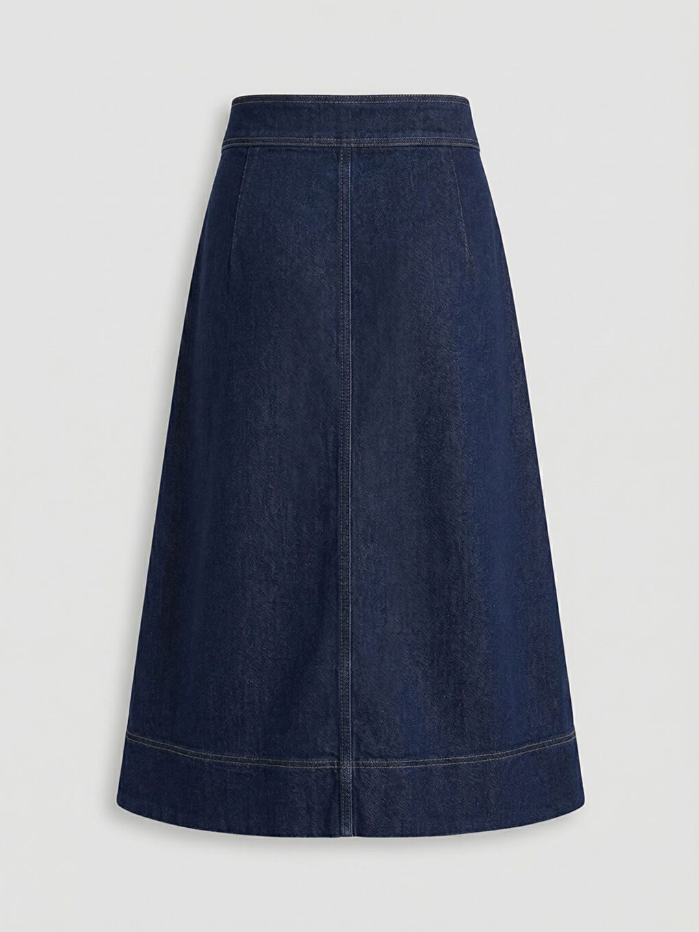 Lacivert Yüksek Bel Jean Etek-1