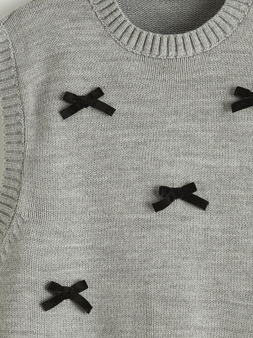 Gri Bisiklet Yaka Kız Çocuk Elbise ve Süveter-5