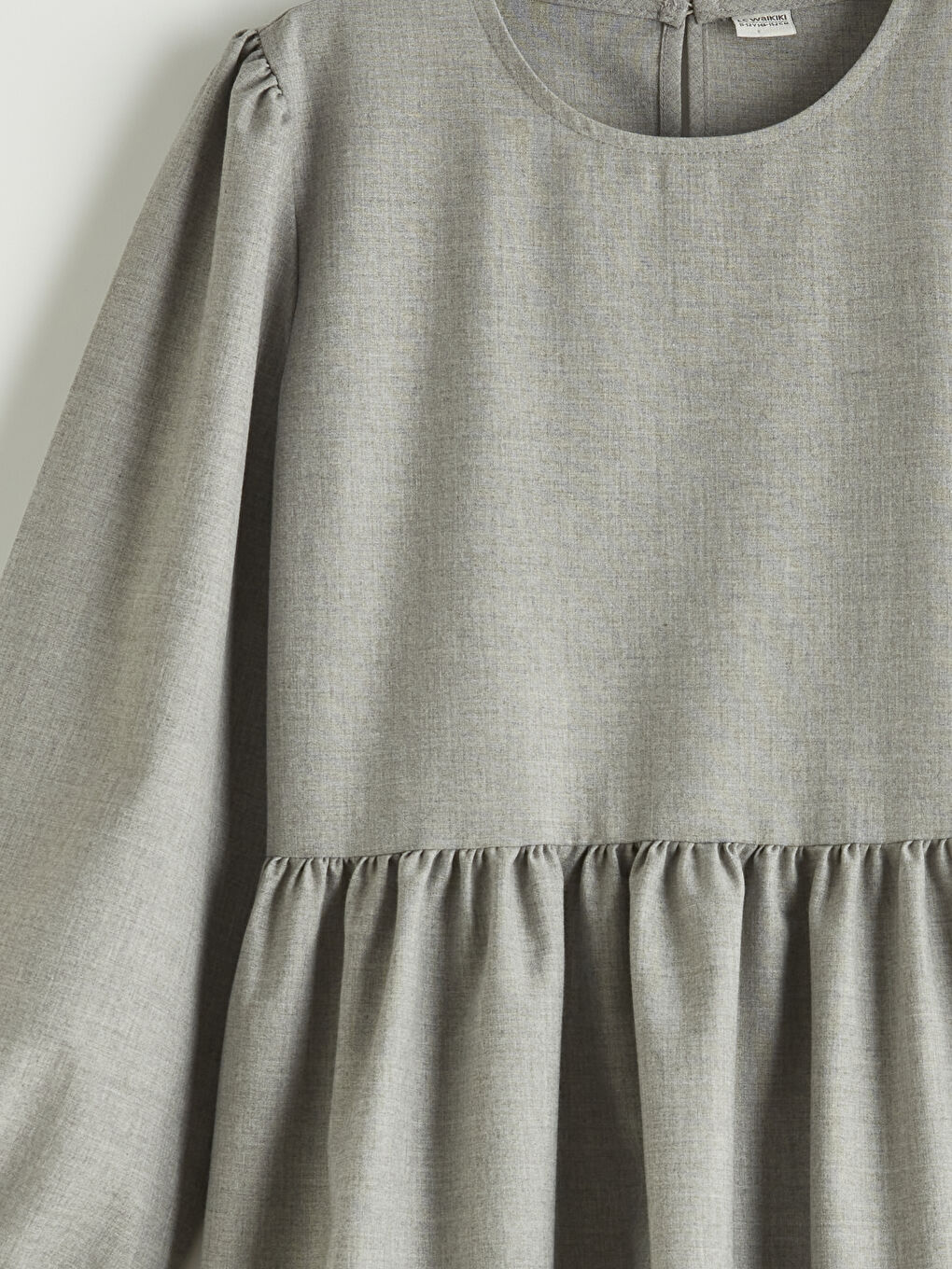 Gri Bisiklet Yaka Kız Çocuk Elbise ve Süveter-6