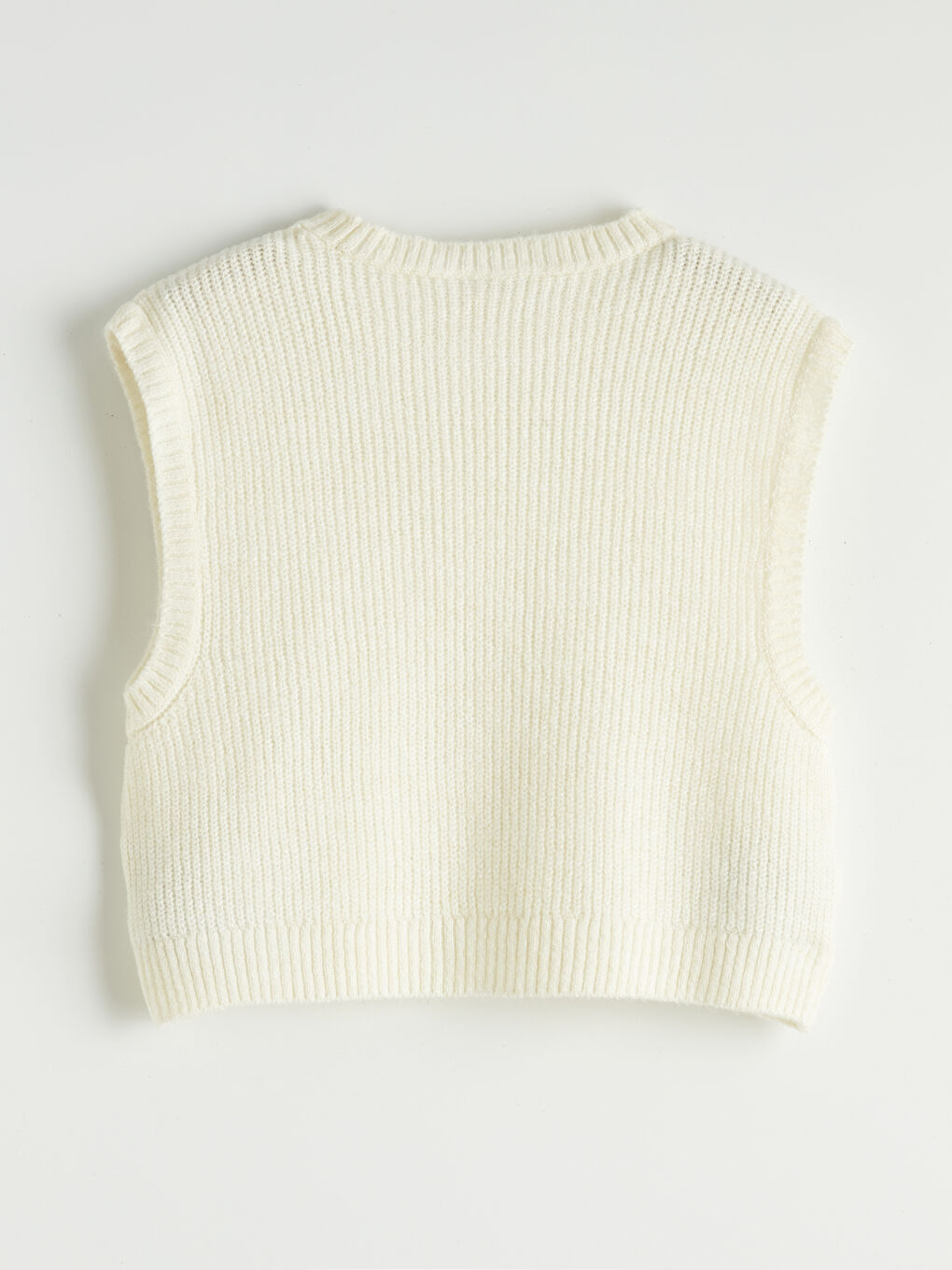 Ekru Bisiklet Yaka Kız Çocuk Elbise ve Triko Süveter-2