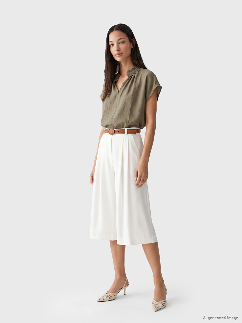 Notch Neck Ruffled Ruched Blouse-1