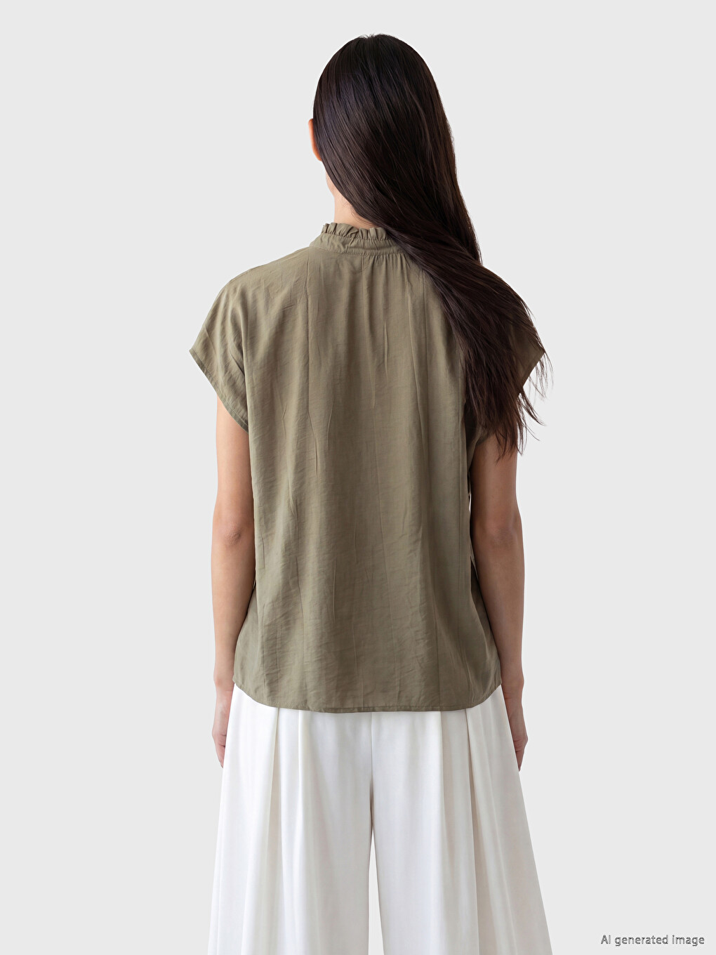 Notch Neck Ruffled Ruched Blouse-2