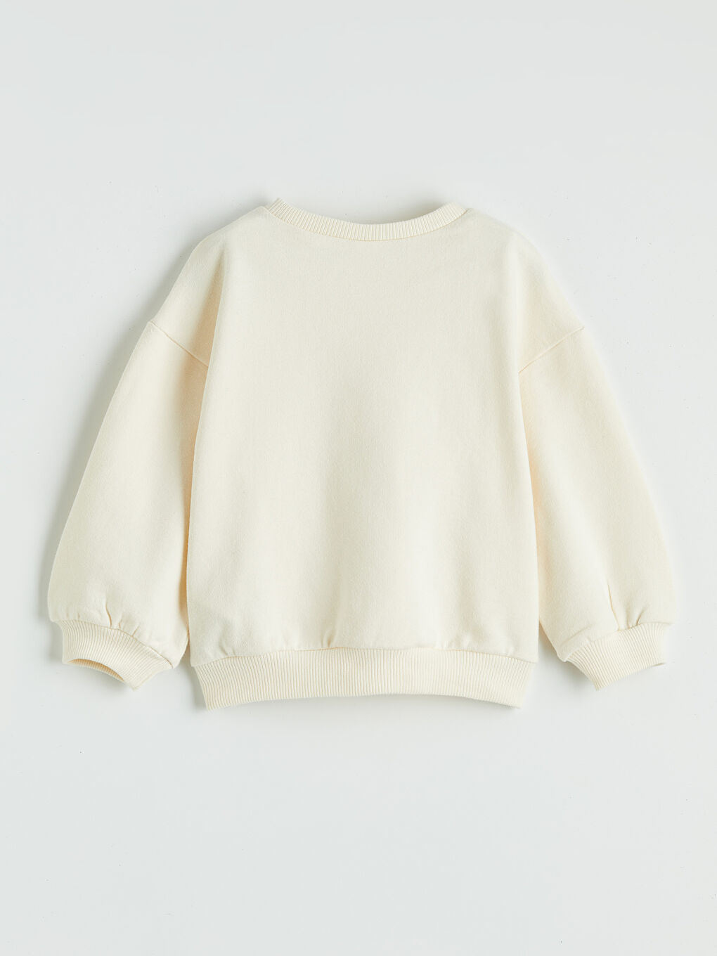 Ekru Bisiklet Yaka Nakışlı Kız Çocuk Sweatshirt 2'li-4