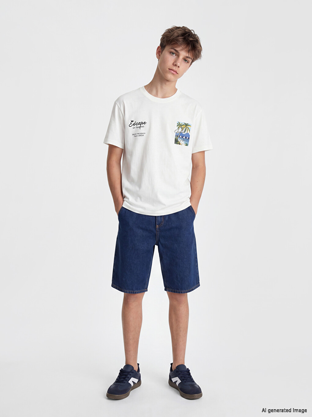 Crew Neck Printed Boys' T-shirt
