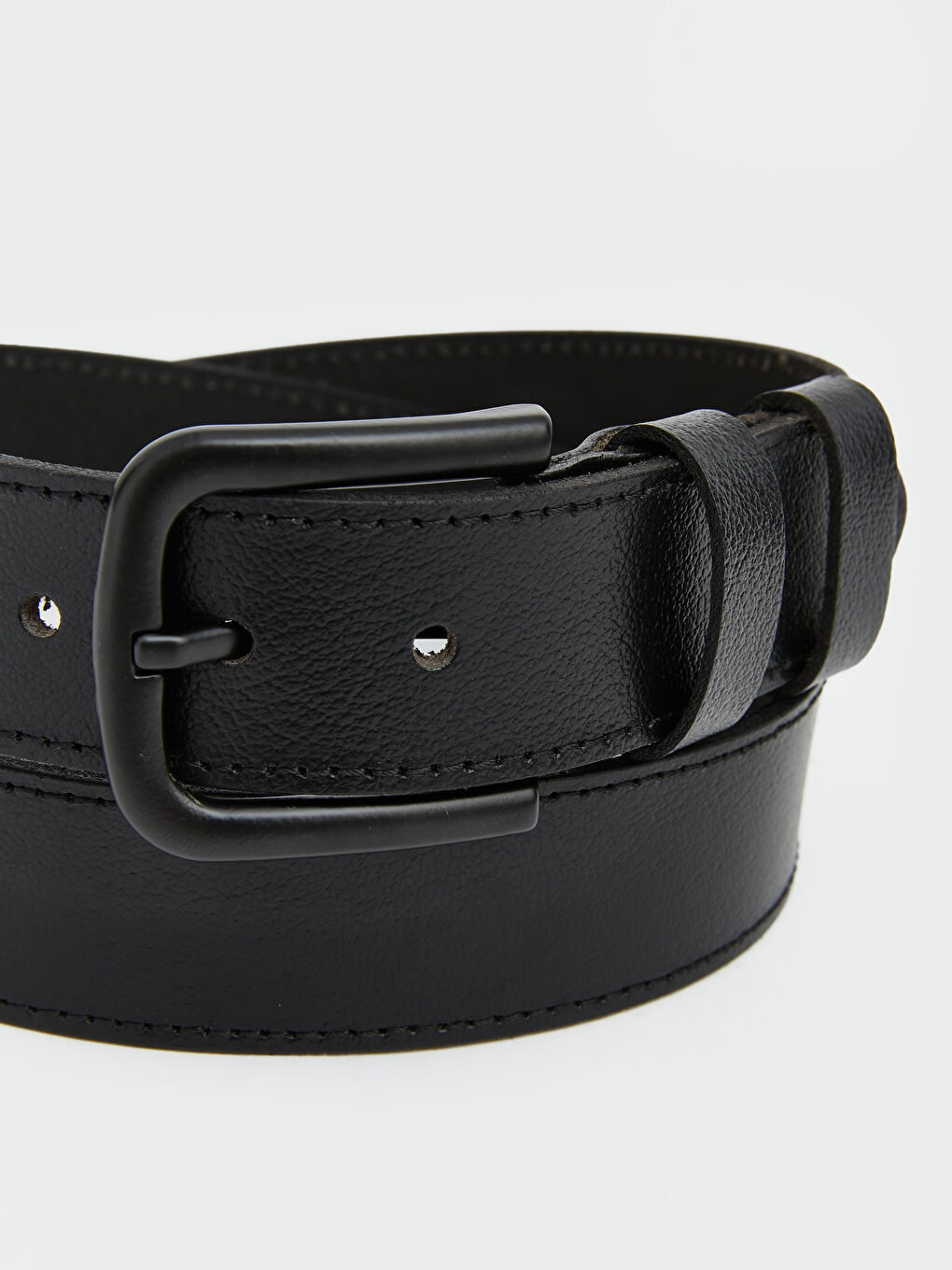 Siyah Deri Görünümlü Metal Tokalı Erkek Kemer-3