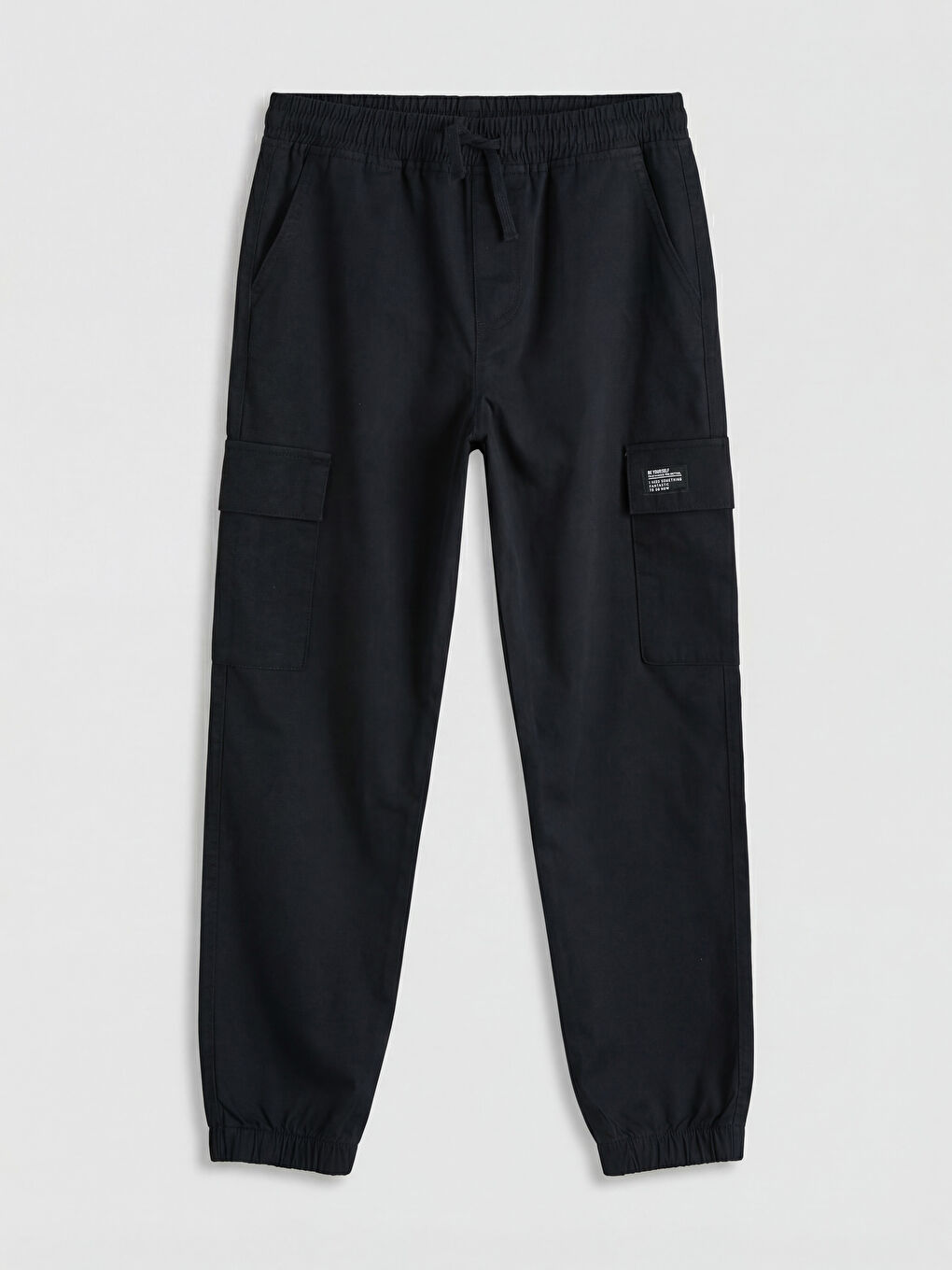 Siyah Loose Fit Erkek Çocuk Gabardin Jogger Pantolon