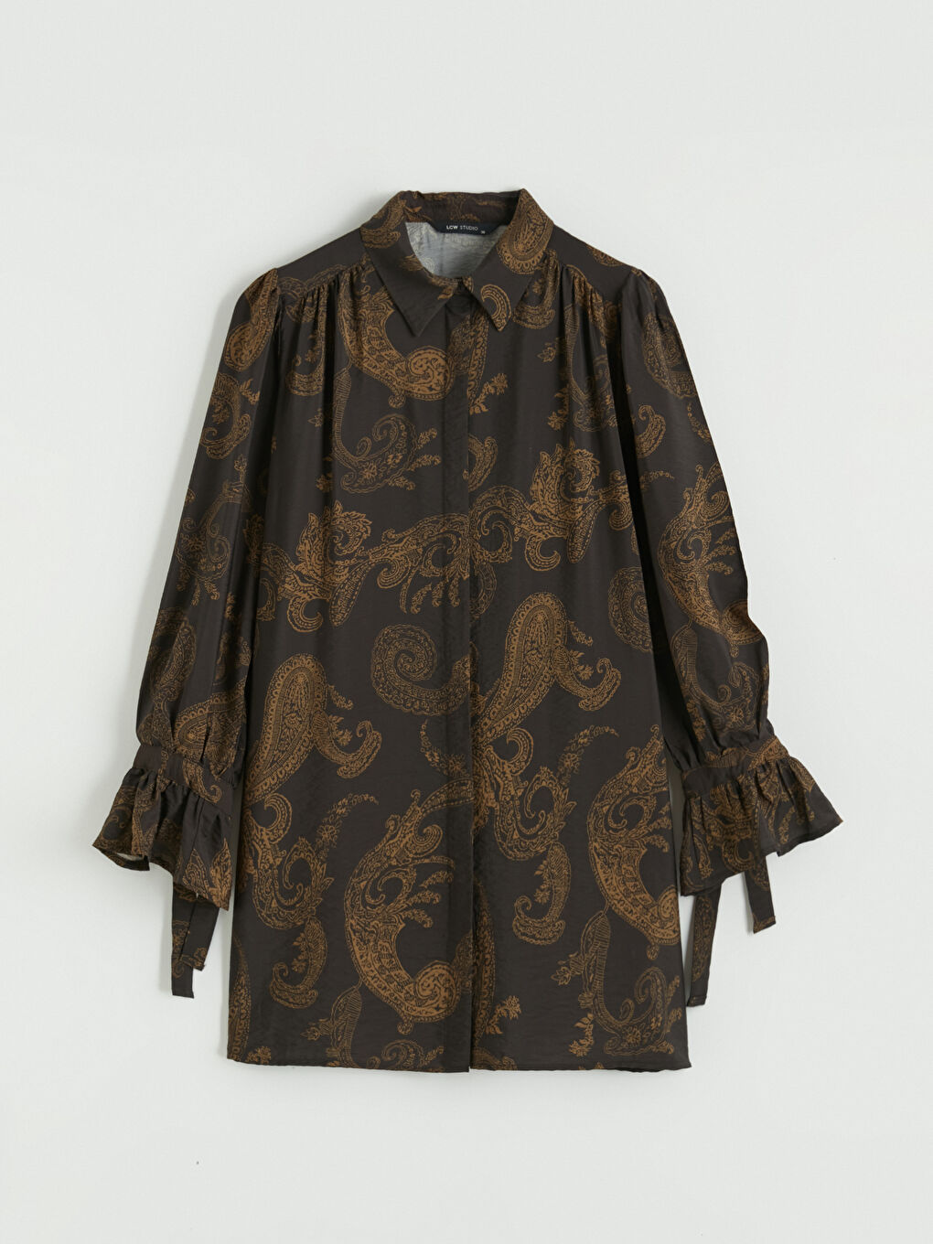 Karışık Desenli Büzgülü Oversize Kadın Gömlek Tunik