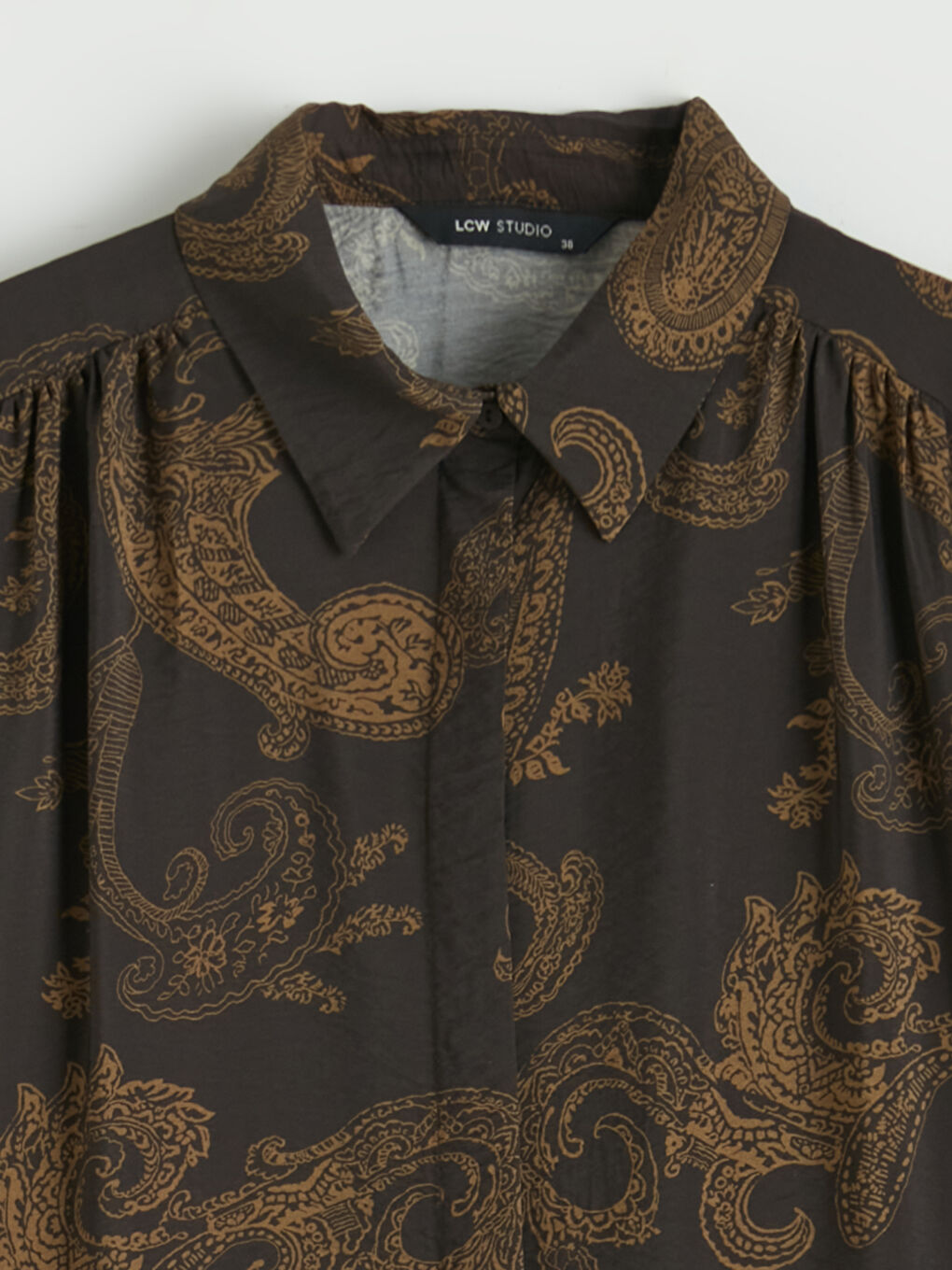 Karışık Desenli Büzgülü Oversize Kadın Gömlek Tunik-1