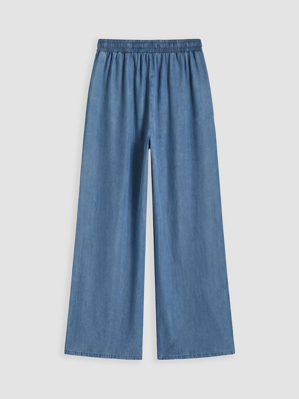 İndigo Beli Lastikli Wideleg Fit Kadın Jean Pantolon-1