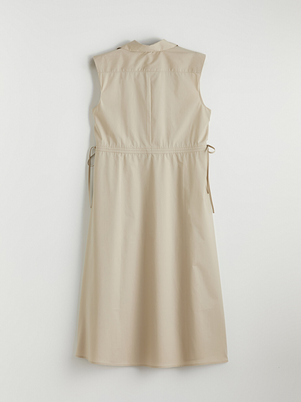 Robe en popeline à col chemise et taille à cordon de serrage-6