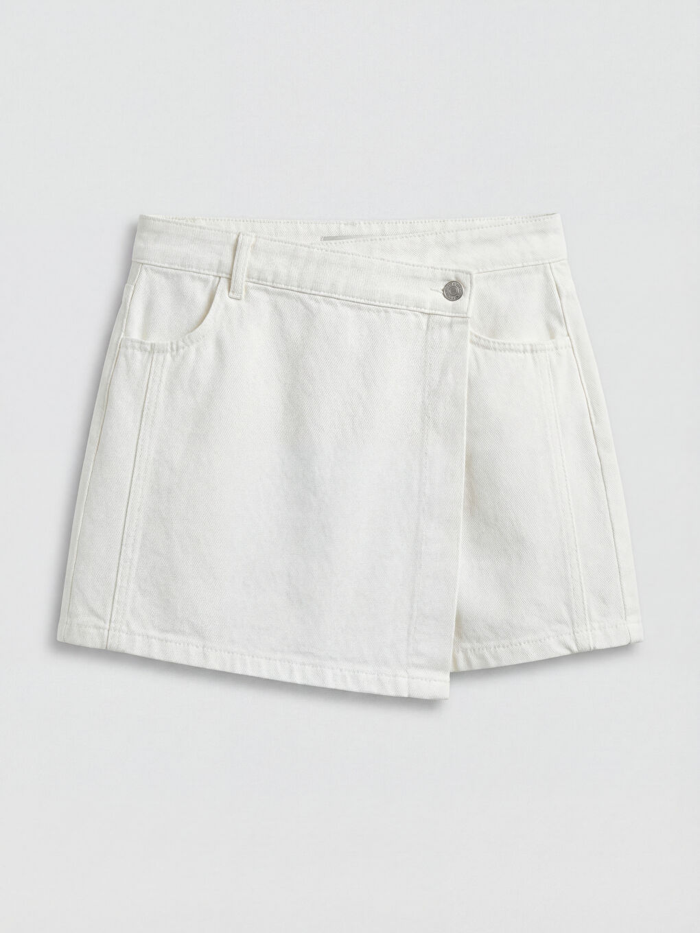 Beyaz Regular Fit Kadın Jean Şort Etek